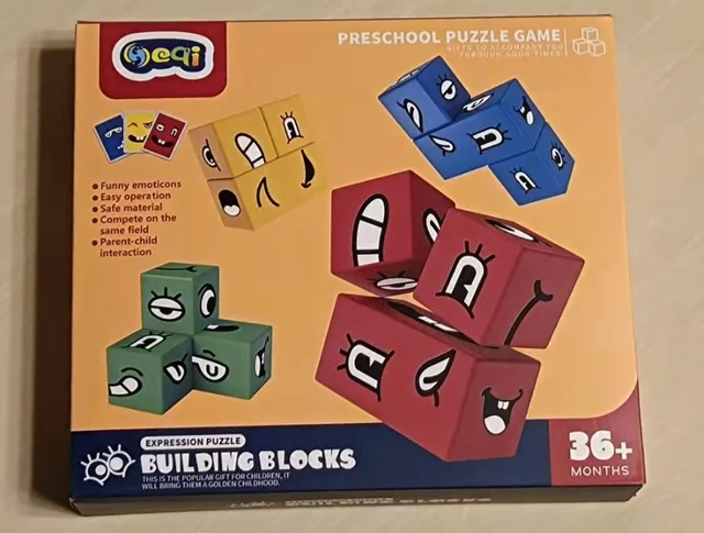 Cube Table Games Educational Toys Face Blocks Cube Building Block Puzzle Interactive Board Game Challenge learn Emoticon 6