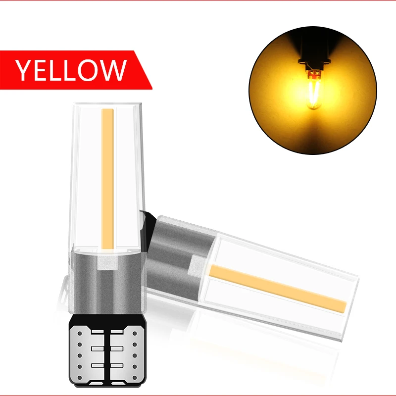 2 шт. T10 194 2825 WY5W W5W лампы накаливания COB Светодиодный стеклянный корпус Клин Авто парковочные лампы CANBUS без ошибок автомобиль Чтение купольная Лампа DC