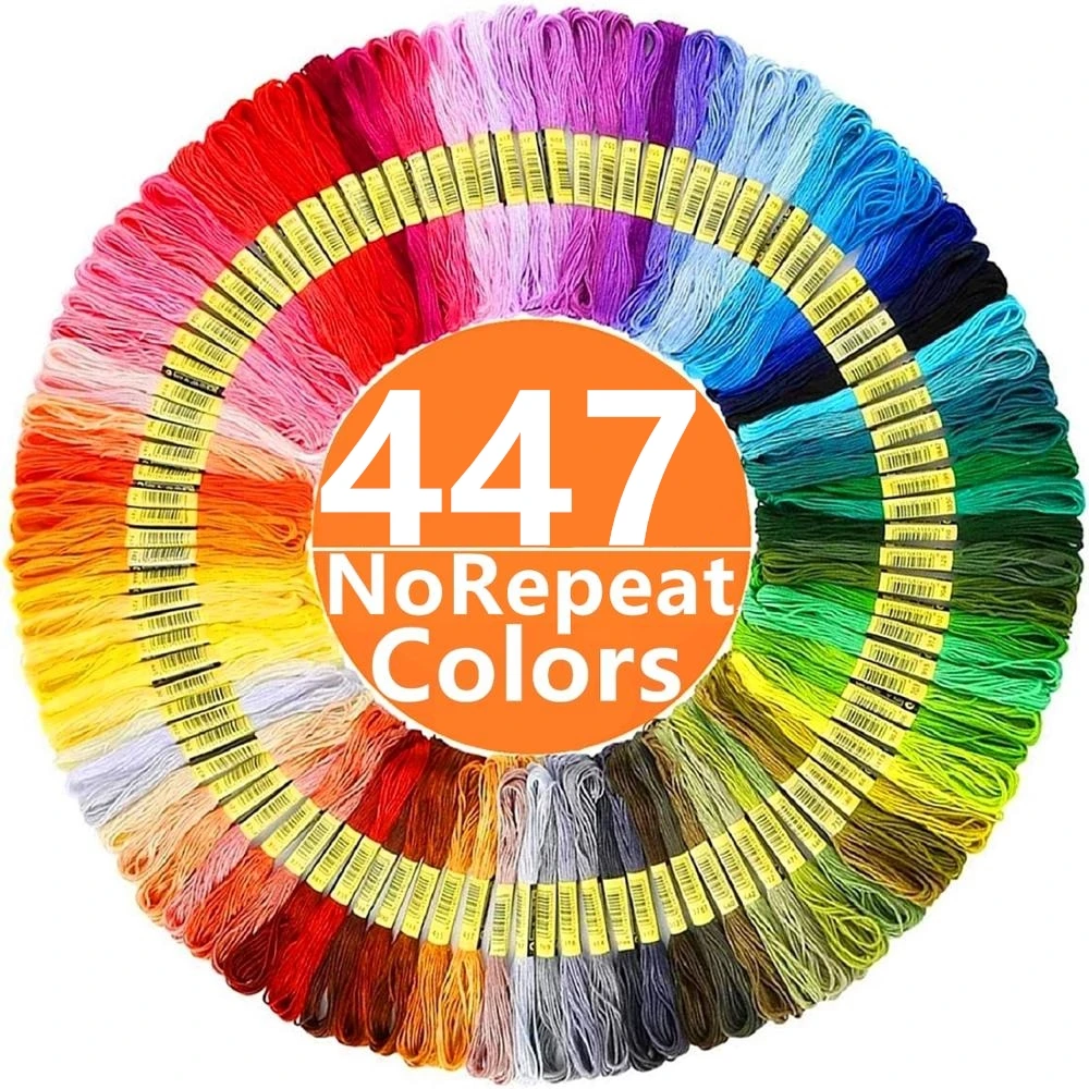 Embroidery Thread 447 Colors Embroidery Floss Cross Stitch Kit Premium Rainbow Embroidery DIY Threads Crafts Cotton Sewing Skein