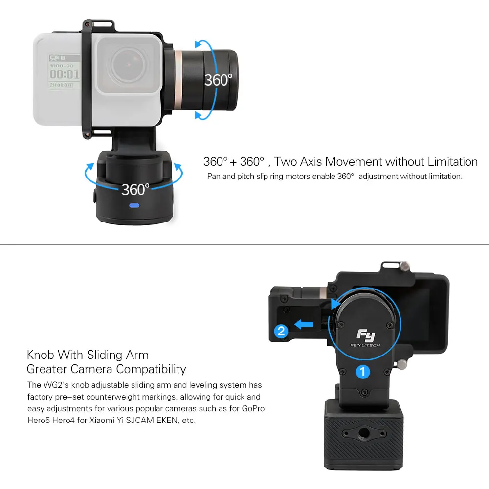 FeiyuTech WG2 3-осевой переносной карданный Водонепроницаемый w/Smart Gimbal пульт дистанционного управления для экшн-камеры GoPro Xiaomi Yi SJCAM eken экшн-камер