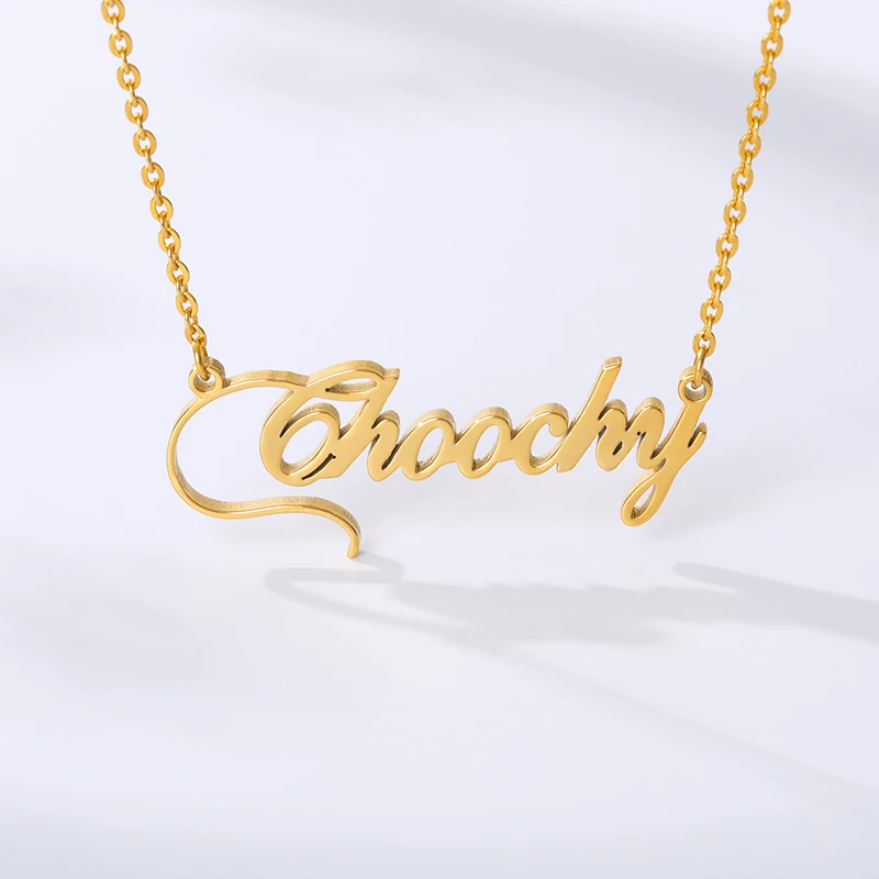 Customized Name Necklace Crown Heart Old English Personalized Stainless Steel Letter Choker Pendants Necklaces Nameplate Gifts