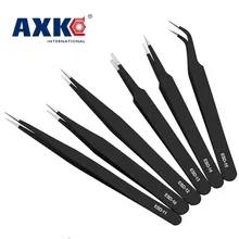 Черный пинцет антистатические нержавеющая сталь электронные компоненты Пинцет сопротивляется коррозии ремонт несессер DT509