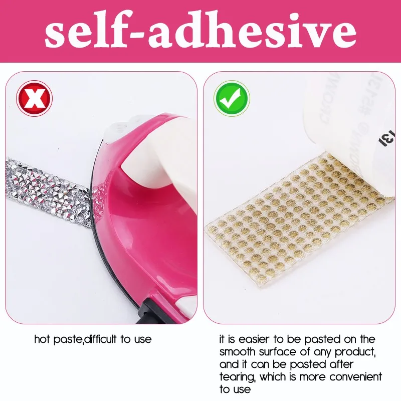 QIAO Selbstklebender Strassbesatz, glitzerndes Kristallband, Strassband, Kette, Strassbesatz für DIY-Handwerksdekorationen – Detail 4