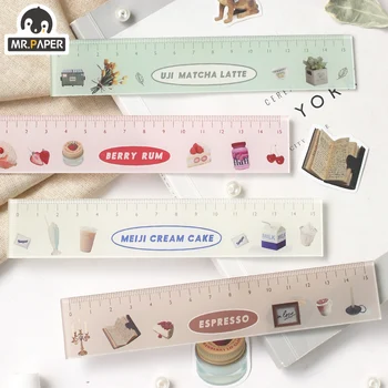 

Mr.paper 4 Designs Enjoy leisure time Acrylic Ruler Multifunction DIY Drawing Tool Student Rulers Double School Office Supplies