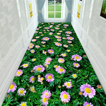 

Creative 3D Hallway Carpets and Rugs for Bedroom Living Room Grass Carpet Printing Flower Bathroom Kitchen Runner Rug Anti-Slip