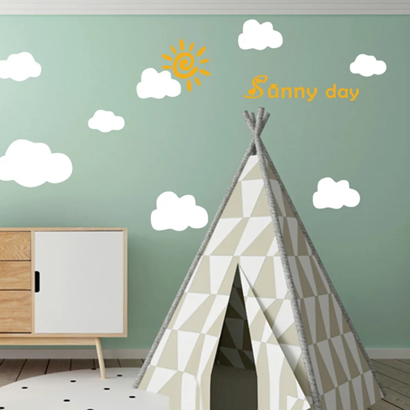 

Nordic Style Cloud Sun Wall Stickers Bedroom Children's Room Sofa Background Ceiling Pvc Decorative Wall Sticker Painting