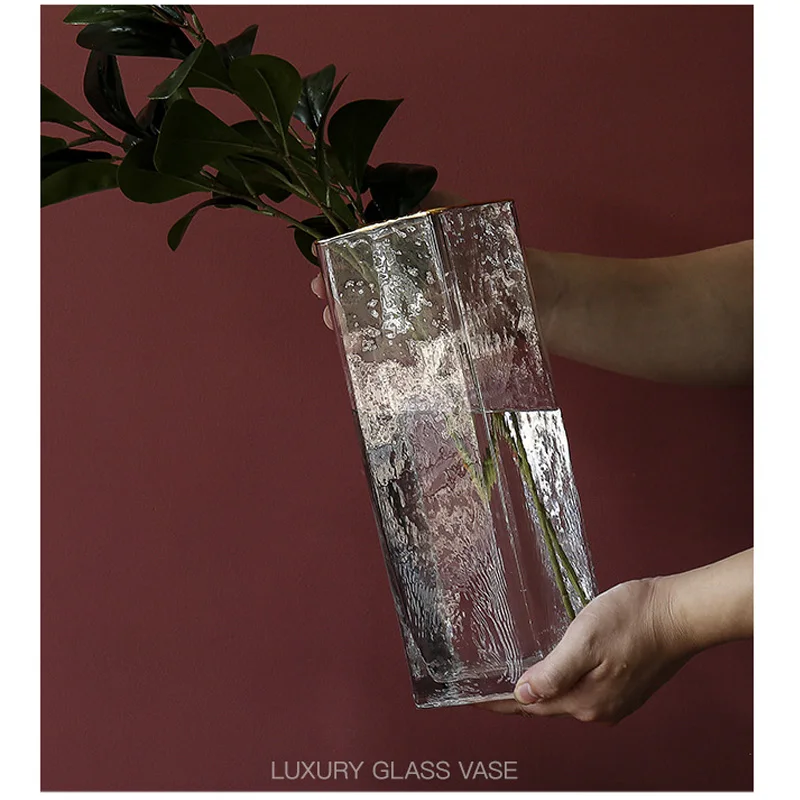 Strongwell стеклянная ваза для цветов в скандинавском стиле с золотым ободком, Настольная Ваза для растений, статуэтки, аксессуары для украшения дома, вазы