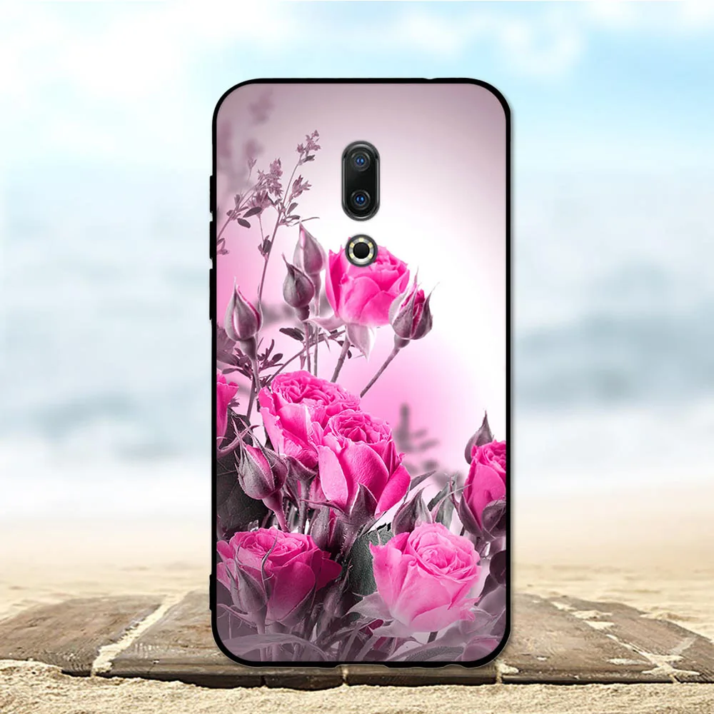 For Fundas Meizu 16 Case Bumper TPU Back Cover Soft Phone Case for Meizu 16 Coque Bumper 6.0 inch Cat Flower Case cases for meizu belt Cases For Meizu