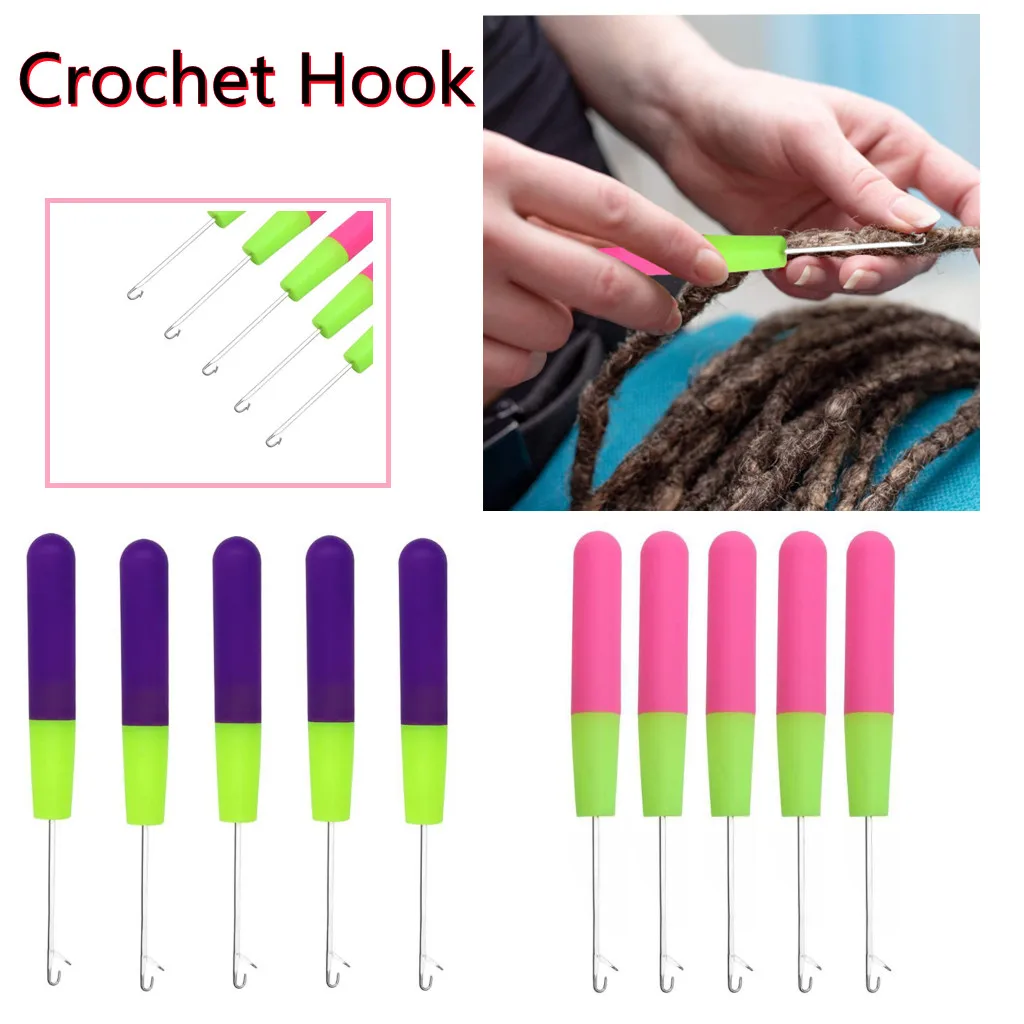 5Pieces s Tool Set s Crochet Hook Hair Locking Tool for Braid Craft Latch Hook Crochet Needle Set Hair Weaving Needle