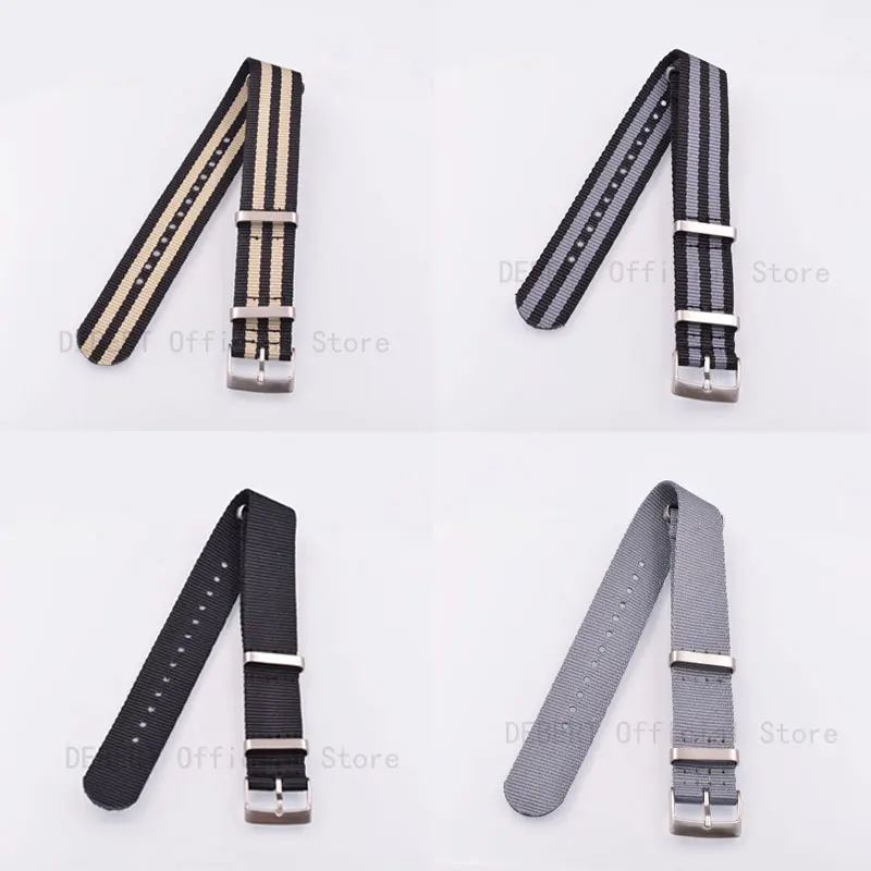 

watch parts 20mm watch straps bands Nylon belt 007 Black and grey Fit case for mens fashion