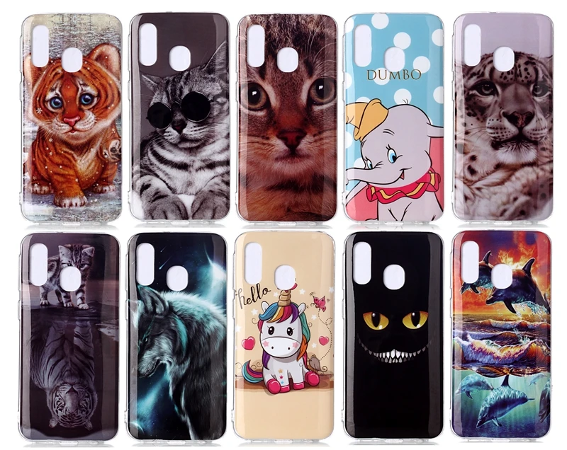 Soft TPU Phone Case For Coque Samsung Galaxy A20 Cute Cat Tiger Back Cover Etui A30 A 30 SM-A305F | Мобильные телефоны и
