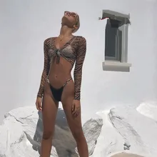 Leopard Swimsuit 3 Pieces Bandage Sexy Bikini 2020 Bandeau Swimwear Women Mesh Crop Top Bathing Suit Women Bathers Biquini Femme Leopard Swimsuit 3 Pieces Bandage Sexy Bikini 2020 Bandeau Swimwear Women Mesh Crop Top Bathing Suit Women Bathers Biquini Femme