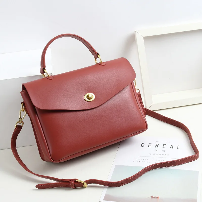 

Fashion leather simple large-capacity handbag, temperament single shoulder slant back lady bag