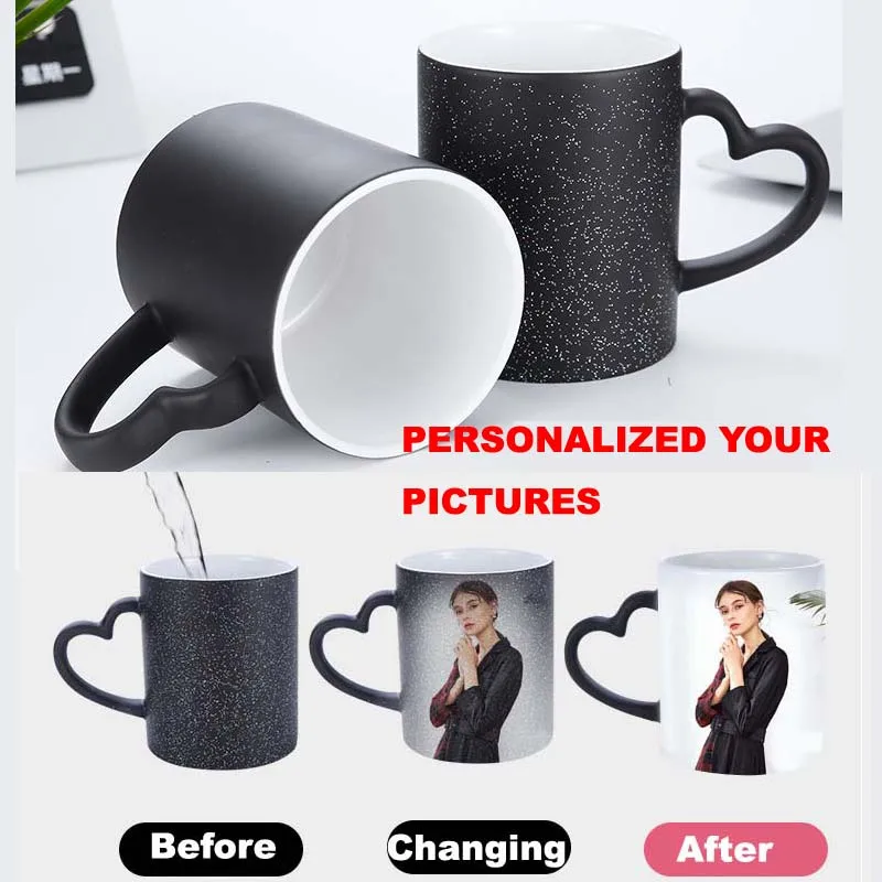 Foto personalizada DIY taza mágica sensibles al calor de cerámica tazas con motivos personalizados cambiando de Color café taza de leche regalo imprimir fotos