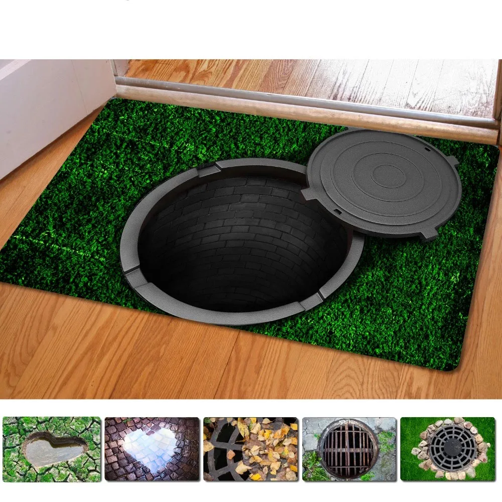 

Doormat 40*60cm Entrance Carpets Funny Rubber 3D Trap Printed Carpet For Living Room Bathroom Floor Mats Kitchen Rugs Door Mat