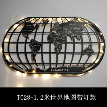 

1m/1.2m Industrial style world map iron wall decoration vintage bar coffee shop wall decor World map with LED farmhouse decor