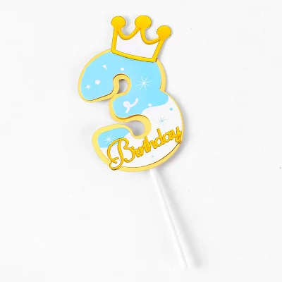 1pcs/Lot Frozen Elsa Anna Princess Cake Cupcake Toppers Cake Flag Girls Birthday Party Decoration Anniversaire Cake Supplies Blue-3