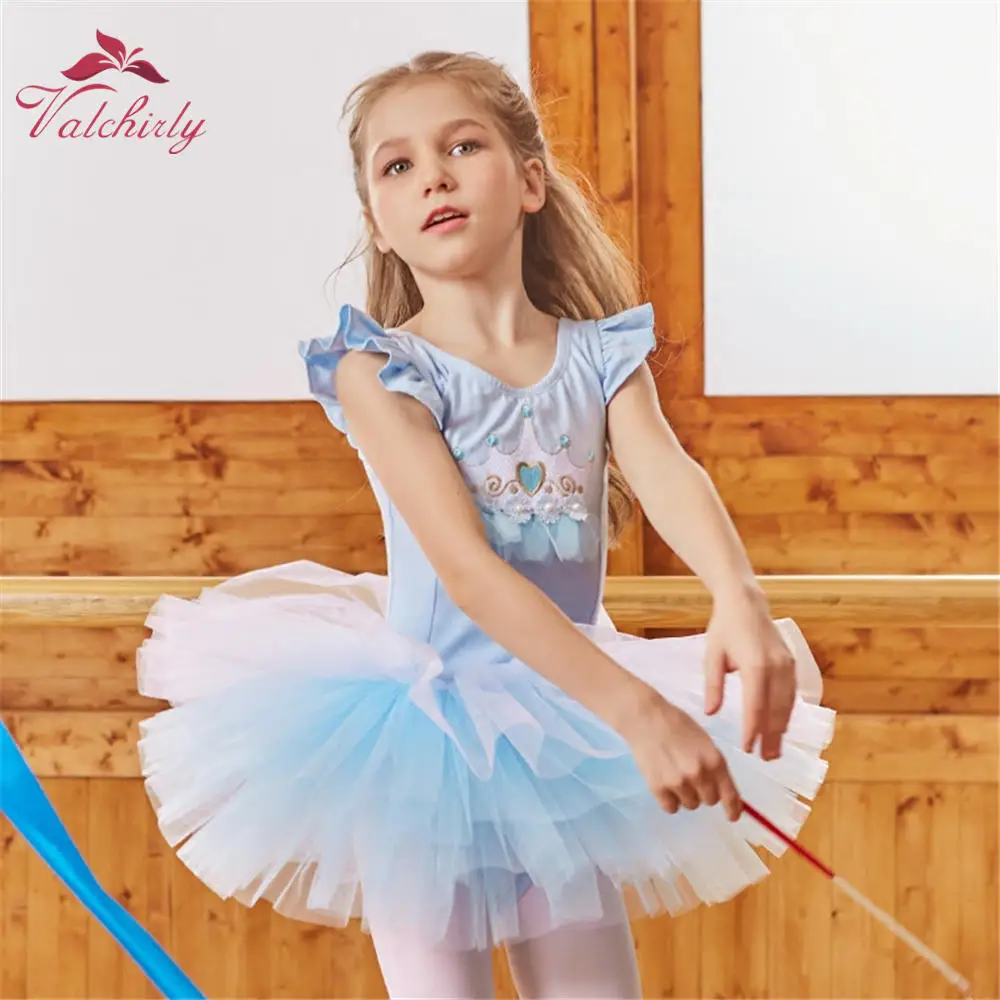 Robe de Ballet à Manches Courtes pour Fille, Tutu Bleu, Justaucorps  Classique, Costume de brev, Vêtements d'Hiver pour Enfant - AliExpress