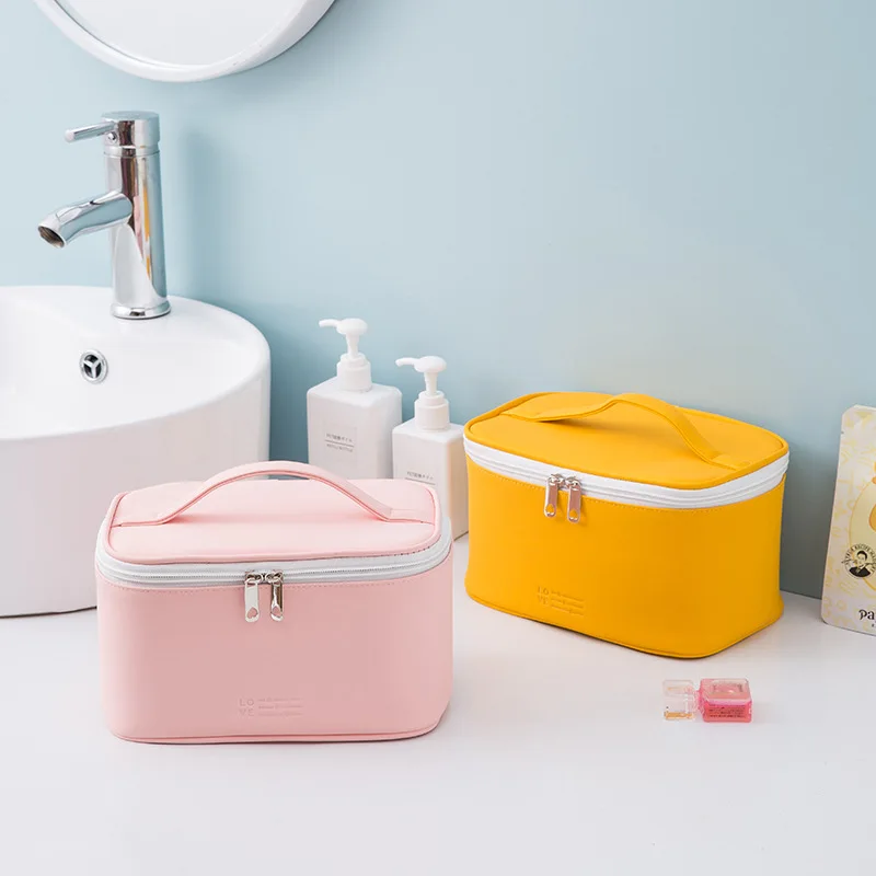 New PU Portable Cosmetic Bags Cases Large Capacity Storage Bag Ins Wind Multi-function Makeup Organizer Box Multiple Colour