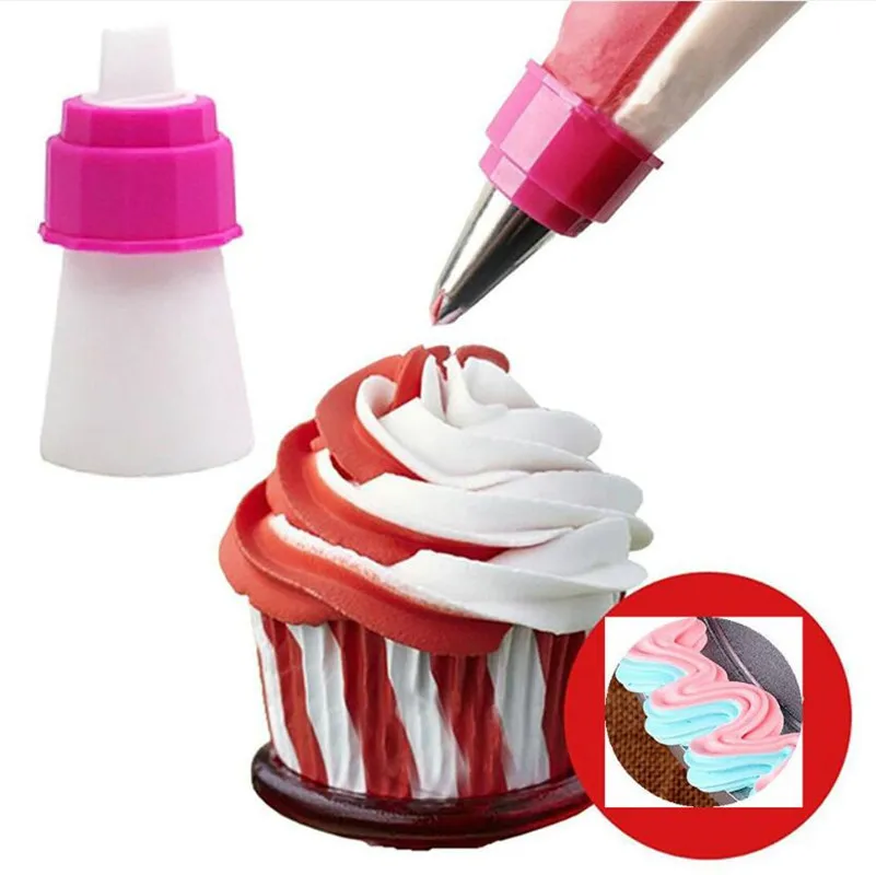 Russian Double Two Color Cake Dessert Decorators Icing Piping Bag Cream Pastry Nozzles Converter Adaptor Topper Tools 2Pcs/set cake decorating tip set cake icing nozzles baking nozzle set cake decorating nozzle set