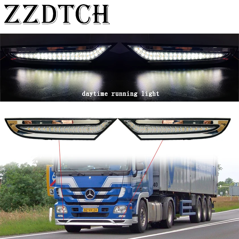 Дневные ходовые огсветильник 1 пара поворотные фары для потока воды benz actros mp3