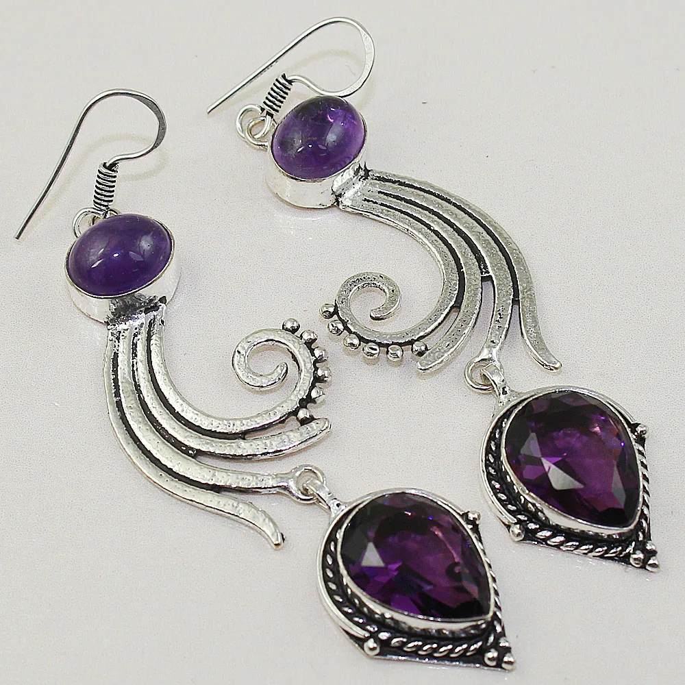

Ametheyst Earring Silver Overlay over Copper ,83 mm, E0727