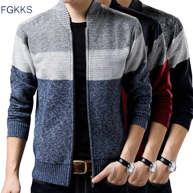 FGKKS Brand Men Sweaters Coat Winter Warm Men's Fashion Cardigan Sweater High Quality knitting Male Splice Wool Slim Sweater FGKKS Brand Men Sweaters Coat Winter Warm Men's Fashion Cardigan Sweater High Quality knitting Male Splice Wool Slim Sweater