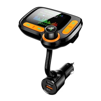 

New Car Mp3 Player Color Screen Lyrics Display Multi-Function Bluetooth FM Transmitter Handsfree Car Kit QC3.0 Fast Charge Radio