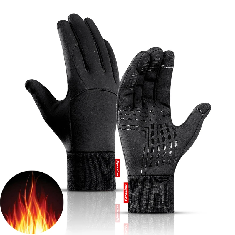 Зимняя Термальная флисовая велосипедная перчатка ветрозащитная для телефона