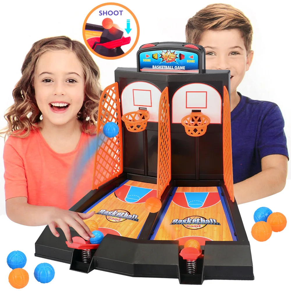 

Toy Double Finger Catapult Basketball Machine Interactive Game Mini Basketball Court Educational Tabletop Game