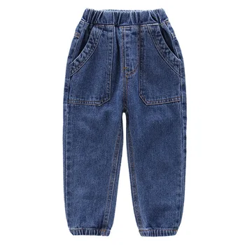 

Toddler Boys Jeans Summer Elastic Waist Kids Denim Pants Casual Pocket Children Jeans Solid Baby Boys roupa infantil menina D30