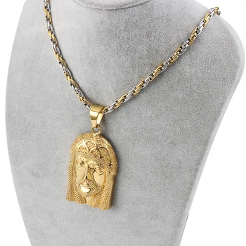 

Necklaces For Mens Women Stainless Steel Byzantine imperial Chains Silver color Portrait of Jesus Pendant Necklace Men Jewelry
