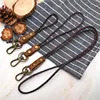 Cowhide Genuine Leather Lanyard Neck strap for mobile phone badge keys id credit work card holder wrist neck lanyard keychain ► Photo 1/6