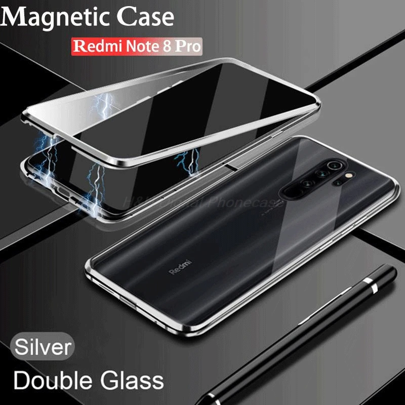 Double Sided Magnetic Metal Case For Xiaomi Redmi Note 8 9 9S 8T 7 9A 9C K20 10 CC9 9T POCO X3 NFC F2 Ultra Pro Lite Glass Cover