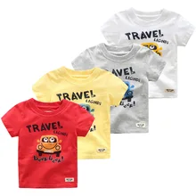 Лидер продаж года, Новая Стильная летняя футболка с короткими рукавами для мальчиков Детская летняя одежда из чистого хлопка Детская футболка с машинками