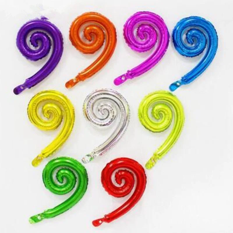 

50pcs Kurly Spiral Wave Foil Balloon Birthday Wedding Party Modeling Decoration Supplies Balloons Kids Toy Curve Air Ball Globos