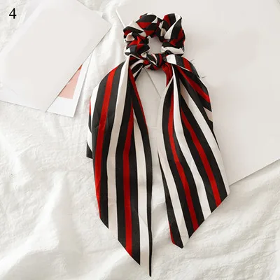 0004 Ponytail scrunchie hair ties Scarf Elastic Hair Rope for Women Hair Bow Ties Scrunchies Hair Bands Flower Print Ribbon Hairbands - Цвет: 0004