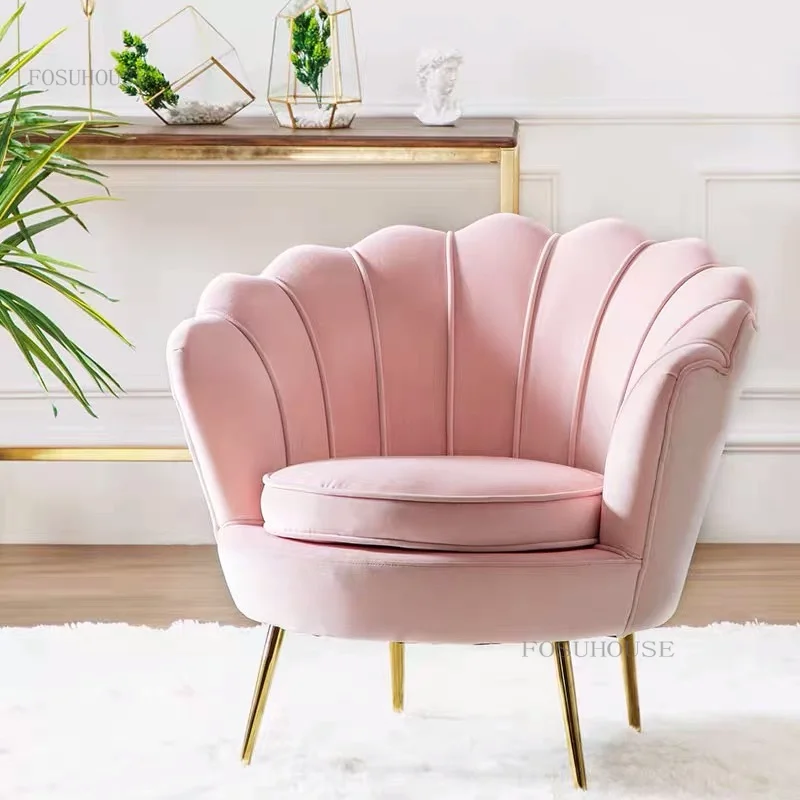 Simple Modern Apartment Living Room Back Sofas Nordic Fabric Cloakroom Leisure Armchair Bedroom Home Furniture Dressing Chairs