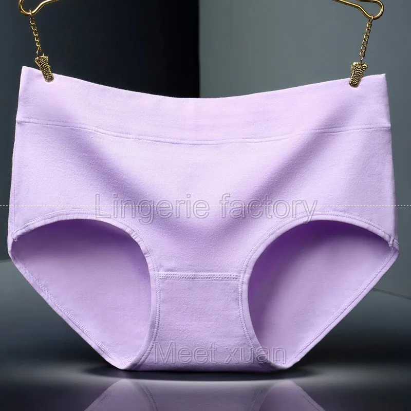 Violet 6XL плюс размер женские трусы мягкий хлопок нижнее белье для высокой талии женский сексуальный бесшовный трусики фабричная - Цвет: Violet