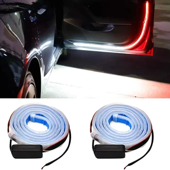 

2pcs/set LED Door Warning Light Interior Trim Anti Collision 8W Easy Install 120cm DC 12V Universal Plug And Play Multifunction