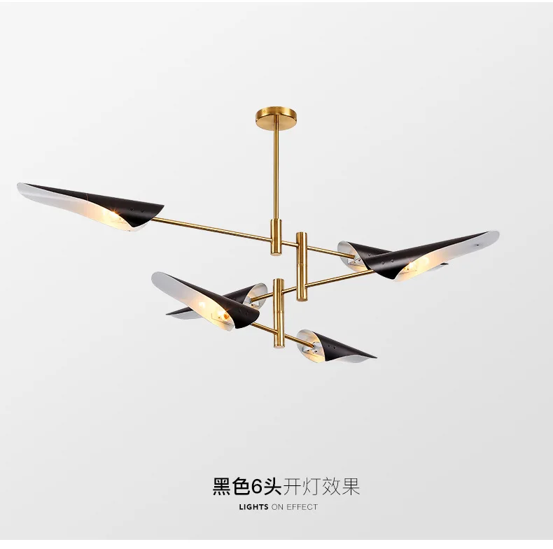 Industrial Style Iron Art Gold Creative Living Room Dining Room Villa Exhibition Hall Hotel Postmodern Aircraft Shape Chandelier - Цвет корпуса: A