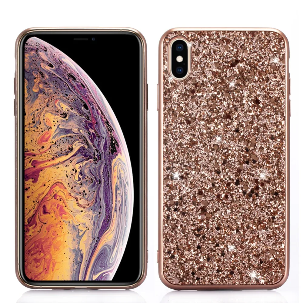Glitter Phone Case For iPhone XR XS Max X Silicone Bling Crystal Sequins Cover 7 6 6S 8 Plus | Мобильные телефоны и