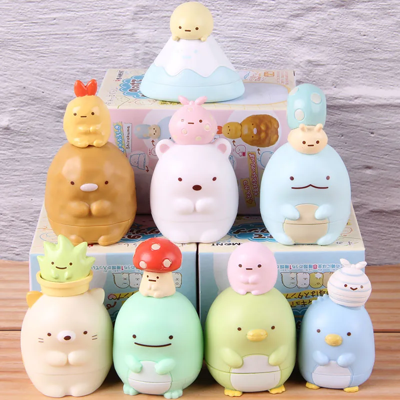 Двойной штамп Sumikko Gurashi Yama Shirokuma Неко тонкацу ПВХ Коллекционная Экшн фигурки аниме мультфильм ModelToy 8 шт./компл