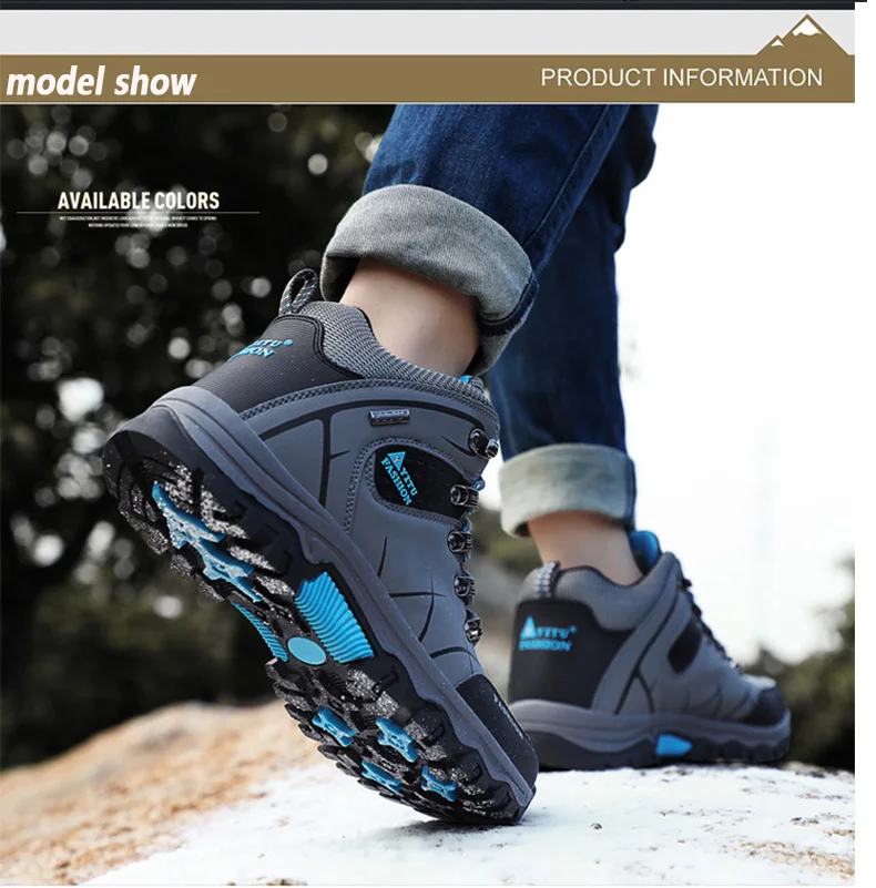 men high top hiking shoes waterproof trekking sneakers mens casual winter warm snow boots man mountain shoes for hunting boots