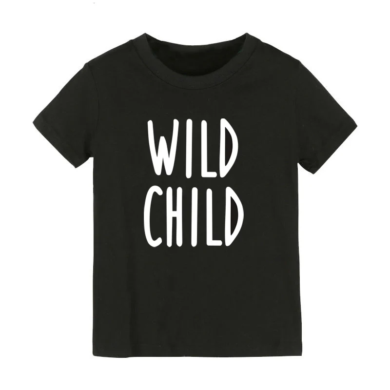 Wild Child/Детские летние повседневные топы с буквенным принтом для мальчиков и девочек, футболка модные крутые детские топы, футболки, хлопковая Футболка для малышей