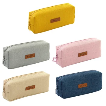 

Simple Solid Pencil Case Student Pencil Cases Cotton Linen Stationery Pencil Bag School Supplies Stationery Bag