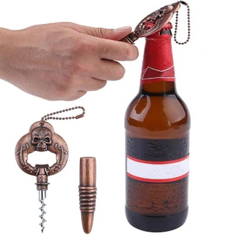 

Multi-function Beer Wine Bottle Opener Skull And Bullet Type Vintage Bronze Opener For Home Kitchen Bar Dropshipping