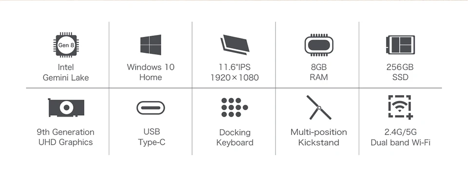 Teclast X4 2 в 1 планшетный ПК 11," FHD 1920x1080 ips Gemini Lake Celeron N4100 Windows 10 8 Гб ram 256 ГБ SSD HDMI Dual Wifi