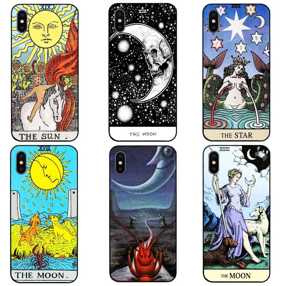 Чехол для телефона Moon Star Sun Tarot черный мягкий чехол Iphone 12Pro Mini 11Pro Max Se2 6s 7 8 plus X XS XR Xsmax