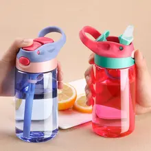 

New Hot Fashion 480ml Cute Baby Water Cup Leak Proof Bottle with Straw Lid Children School Outdoor Drinking Bottle Training Cup
